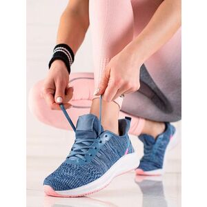 Adidași moderni de culoare albastră pentru femei fără toc imagine