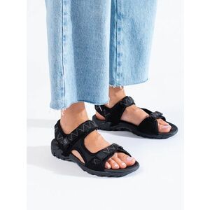 Sandale trendy pentru femei negre fără toc imagine