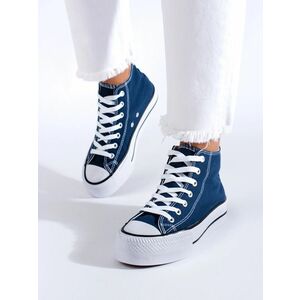 Adidași moderni pentru femei de culoare albastru închis fără toc imagine