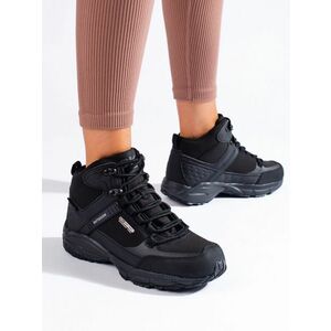 Pantofi clasici negri de trekking pentru femei fără toc imagine