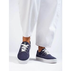 Adidași trendy pentru femei de culoare albastru marin fără toc imagine