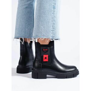 Cizme de gleznă confortabile pentru femei negre pe toc plat imagine