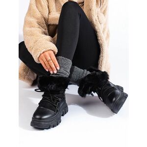 Cizme de zăpadă negre fără toc pentru femei la modă imagine
