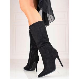 Cizme negre frumoase pentru femei cu toc stiletto imagine