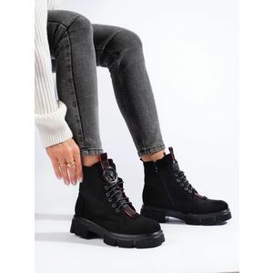 Pantofi cu tocuri negre clasice de lucrător plat pentru femei imagine