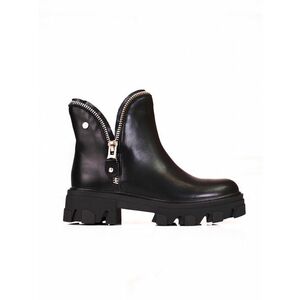 Cizme de gleznă pentru femei la modă, cu toc plat negru imagine