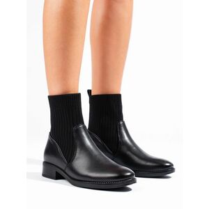 Cizme negre elegante cu toc plat pentru femei cu toc plat pentru gleznă imagine
