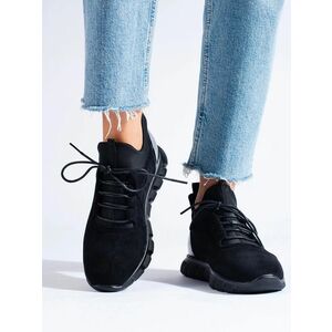 Adidași negri la modă pentru femei fără toc imagine