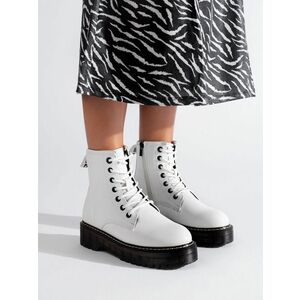 Pantofi cu tocuri plate pentru femei de culoare albă de lucrător la modă imagine