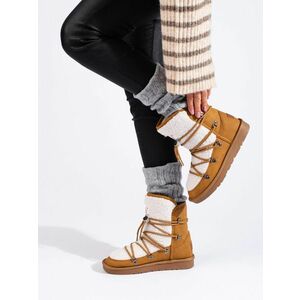 Cizme de zăpadă de designer pentru femei bej fără toc imagine