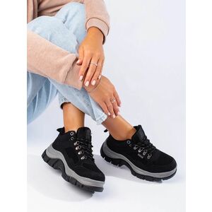 Cizme de gleznă trendy pentru femei negre fără toc imagine