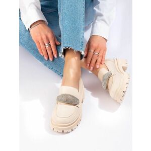 Pantofi cu toc plat de damă bej, exclusiv bej imagine