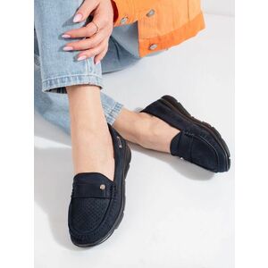 Mocasini unicat pentru femei de culoare albastru închis fără toc imagine