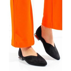 Balerini negri confortabili cu toc plat pentru femei imagine