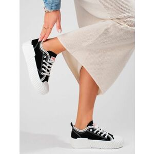 Frumoși adidași negri pentru femei fără toc imagine