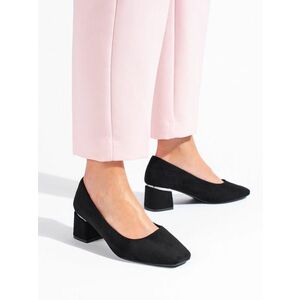 Pantofi de damă trendy de culoare neagră pe un toc lat imagine