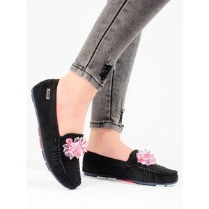 Mocasini de lux negri pentru femei fără toc imagine