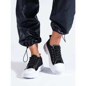 Adidași negri trendy pentru femei fără toc imagine
