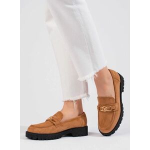 Frumoși mocasini maro pentru doamne fără toc imagine