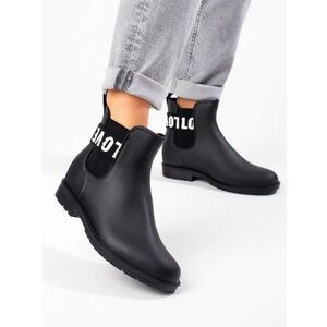 Cizme negre unice cu toc plat pentru femei imagine