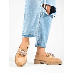 Mocasini confortabili de culoare bej pentru femei fără toc imagine