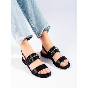 Sandale elegante pentru femei negre fără toc imagine