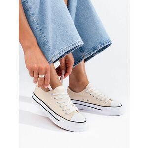 Adidași moderni bej pentru femei fără toc imagine