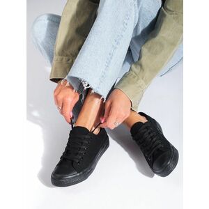 Adidași negri eleganți pentru femei fără toc imagine