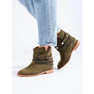 Cizme de gleznă pentru femei de culoare verde trendy pe pene imagine