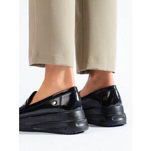 Designer de mocasini negri pentru femei pe platformă imagine