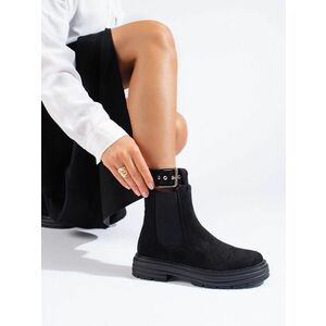 Cizme de gleznă pentru femei negre confortabile pe toc plat imagine