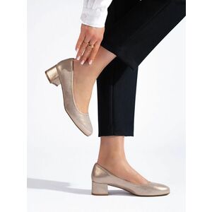 Pantofi cu toc plat auriu elegant pentru femei imagine