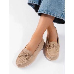 Mocasini de damă bej originali pentru femei fără toc imagine