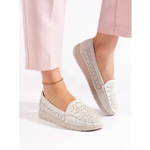 Pantofi de damă fără toc de culoare albă exclusivistă pentru femei imagine