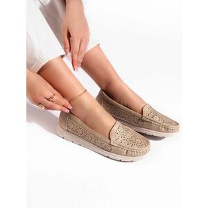 Mocasini confortabili pentru femei bej fără toc imagine