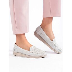 Mocasini originali pentru femei, de culoare albă, fără toc imagine