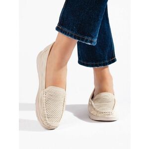 Mocasini bej eleganți pentru femei, fără toc, de culoare bej imagine