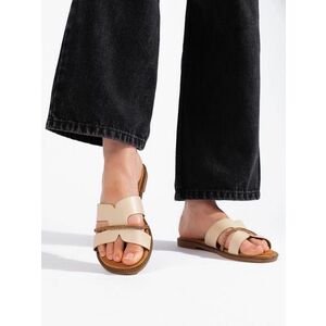 Sandale confortabile bej pentru femei fără toc imagine