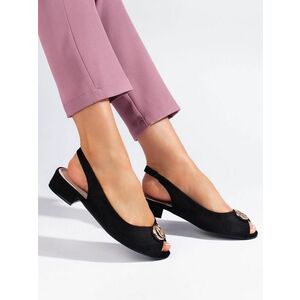 Sandale elegante cu toc plat de culoare neagră pentru femei imagine