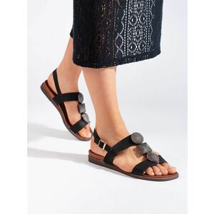 Sandale negre unice cu toc plat pentru femei imagine