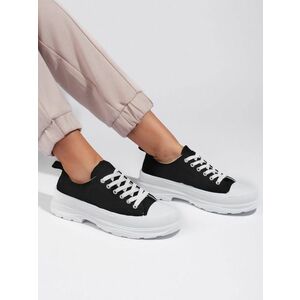 Adidași negri unici pentru femei fără toc imagine