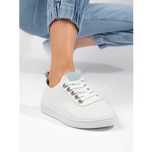 Frumoși adidași albi de damă fără toc imagine