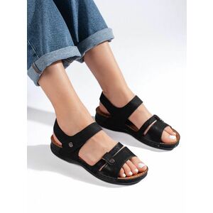 Sandale negre clasice cu toc plat pentru femei imagine