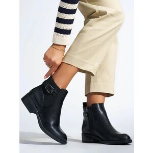 Botine negre practice pentru femei cu toc plat imagine