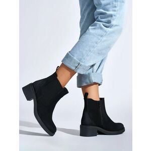 Botine negre pentru femei, la modă, cu toc lat imagine
