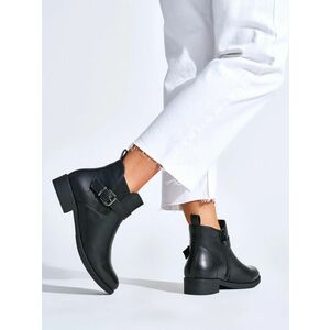 Botine negre originale pentru femei cu toc plat imagine