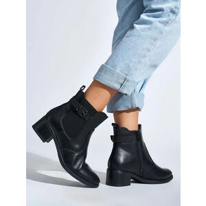 Botine negre de lux pentru femei pe un toc lat imagine