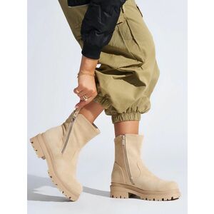 Botine moderne bej cu platformă pentru femei imagine