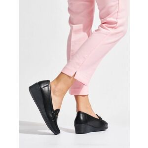 Mocasini moderni negri pentru femei pe pană imagine