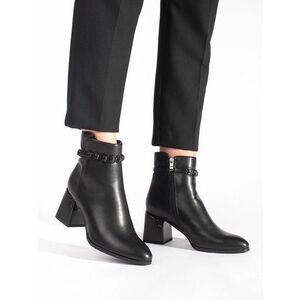 Botine confortabile pentru femei negre pe călcâi plat imagine